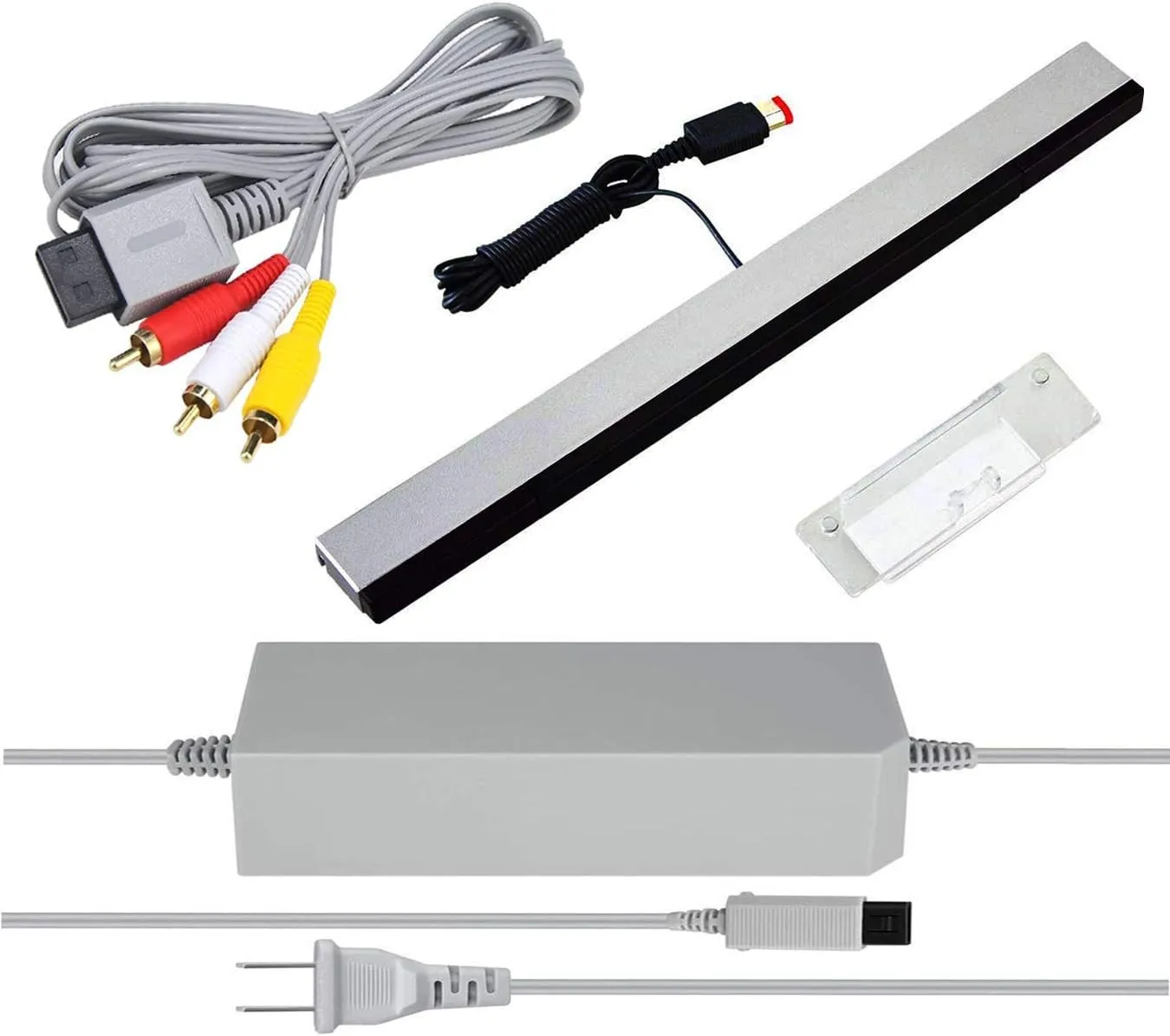 3 in 1 Wii AC Power Adapter   Composite Audio Video Cable Data Cables   Wired Motion Sensor Bar Data Cables Compatible with Nintendo Wii