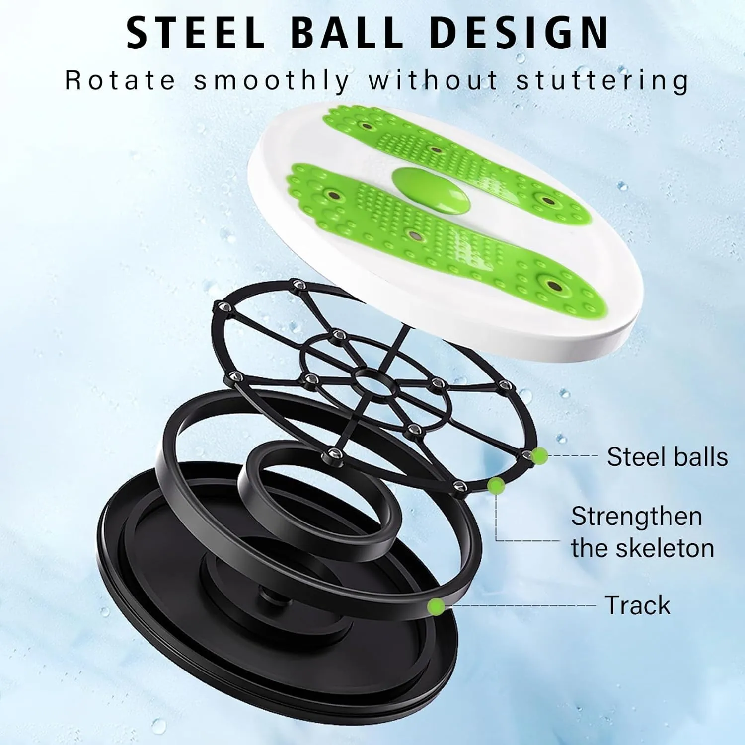 Ab Twist Waist Disc Board,1 PCS Upgraded Adjustable Waist Trainer Twisting Disc with Handles and 1 PCS Leather Tape Measure Multi-function Home Fitness Foot Massage