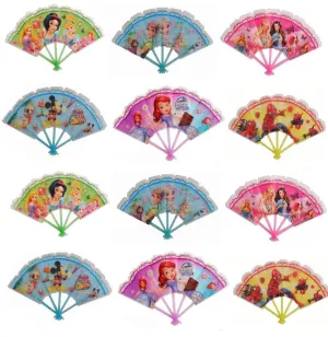 AK Store Cartoon Print Hand Held Foldable Plastic Waterproof Chinese Fan Toy for Kids, School, Birthday Return Gift Party Favor Theme Party Decoration Stage Shows (2)
