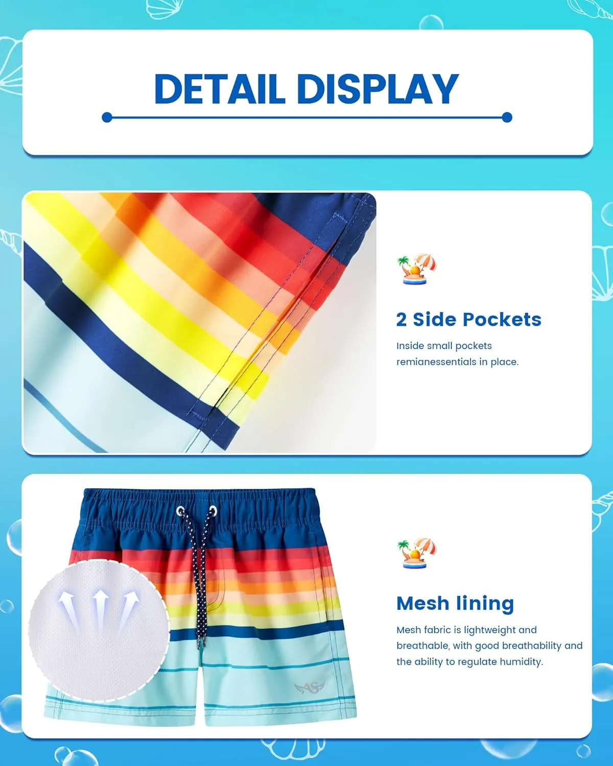 Angel season Boys Swim Trunks Toddler Kids Swimsuits for Boys Swimming Bathing Suits Quick Dry Kid Board Short Size 2-10