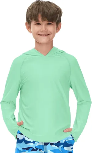 BesserBay Boys Sun Protection Hooded Long Sleeve Rashguard Shirt 1-14 Years