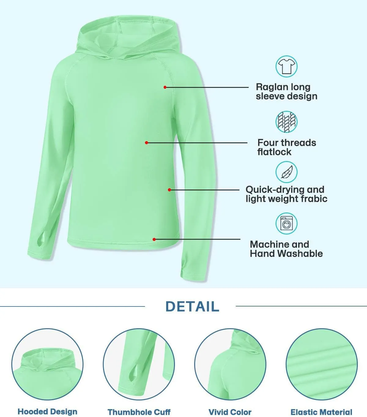 BesserBay Boys Sun Protection Hooded Long Sleeve Rashguard Shirt 1-14 Years