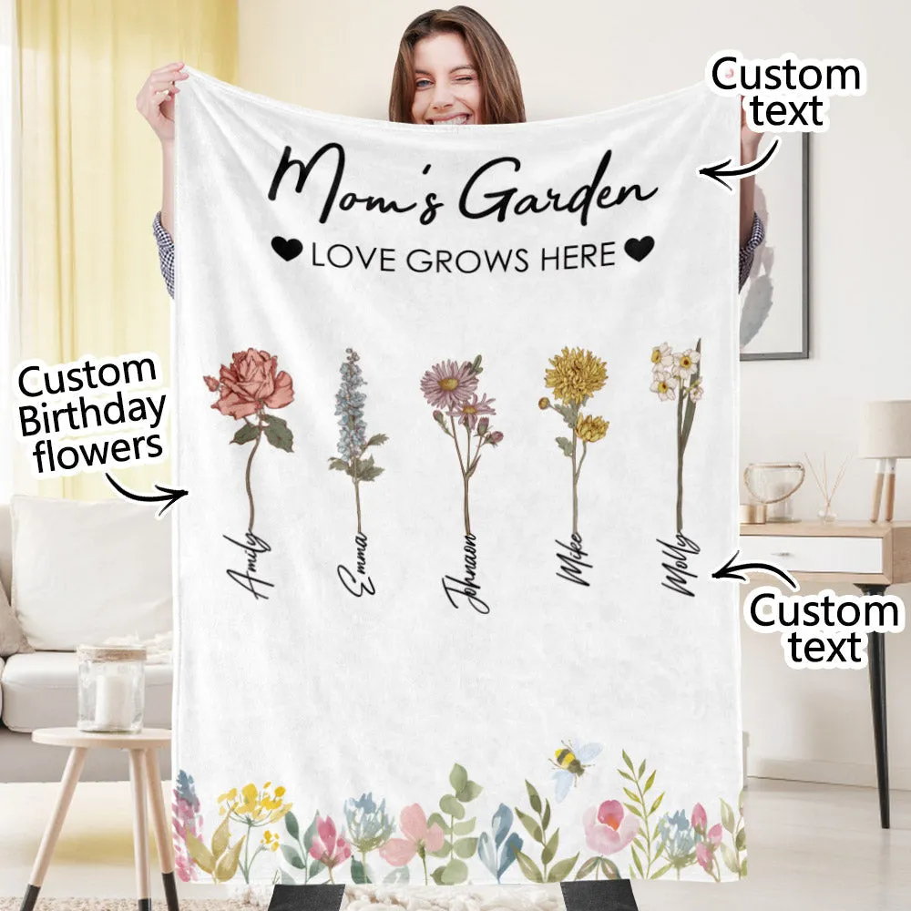 Custom Birthday Flower Blanket Personalized Name Blanket Unique Gift
