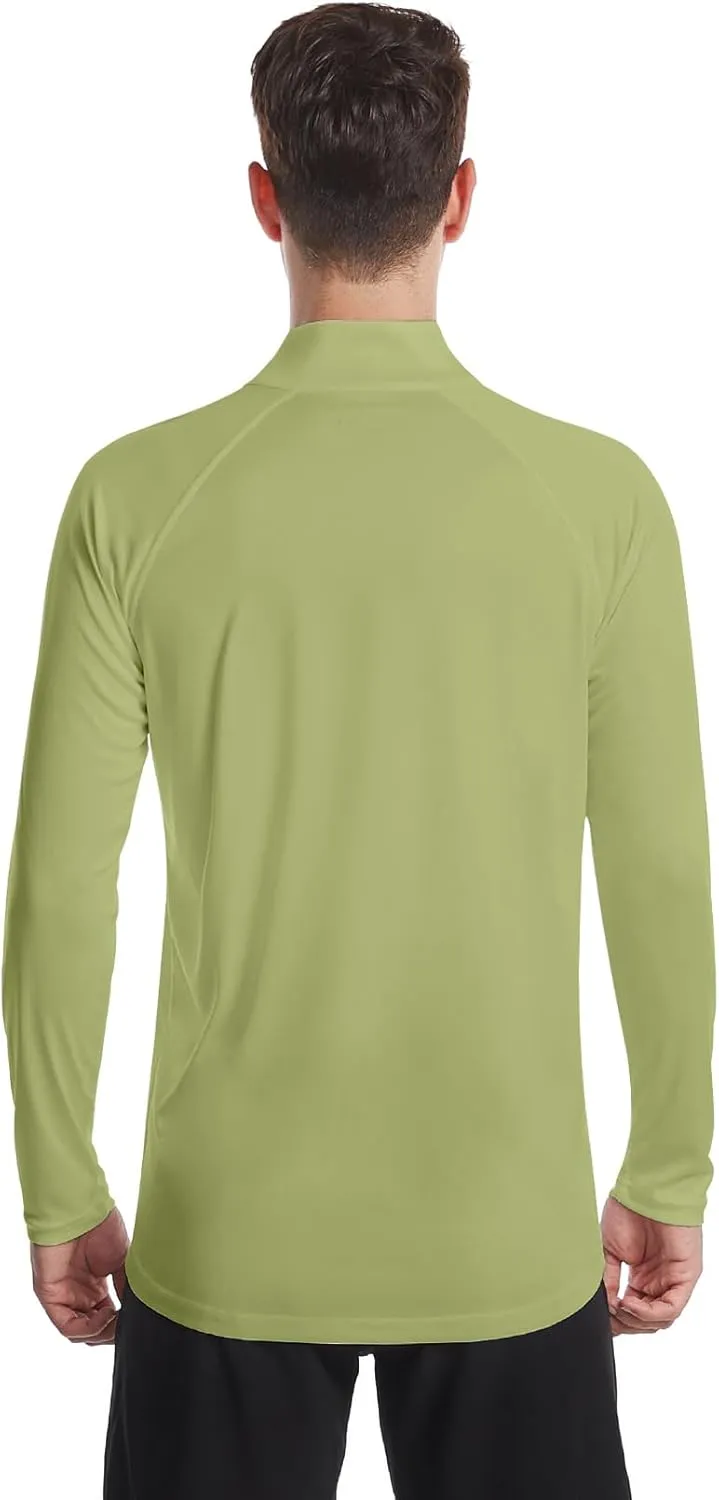 DAYOUNG Mens Zip Pullover UPF 50  Sun Protection Long Sleeve Hiking Fishing Outdoors Performance T-Shirt
