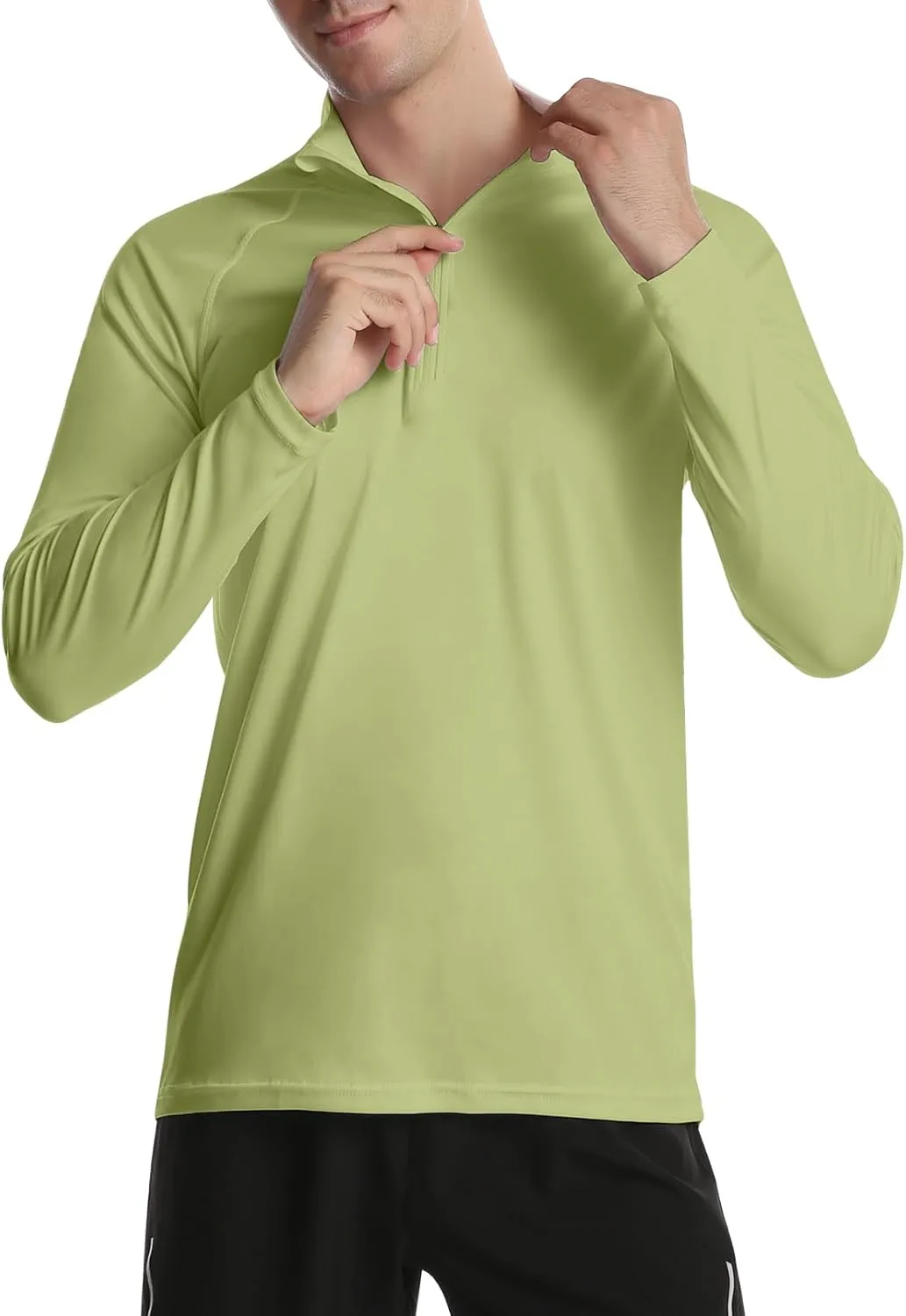 DAYOUNG Mens Zip Pullover UPF 50  Sun Protection Long Sleeve Hiking Fishing Outdoors Performance T-Shirt