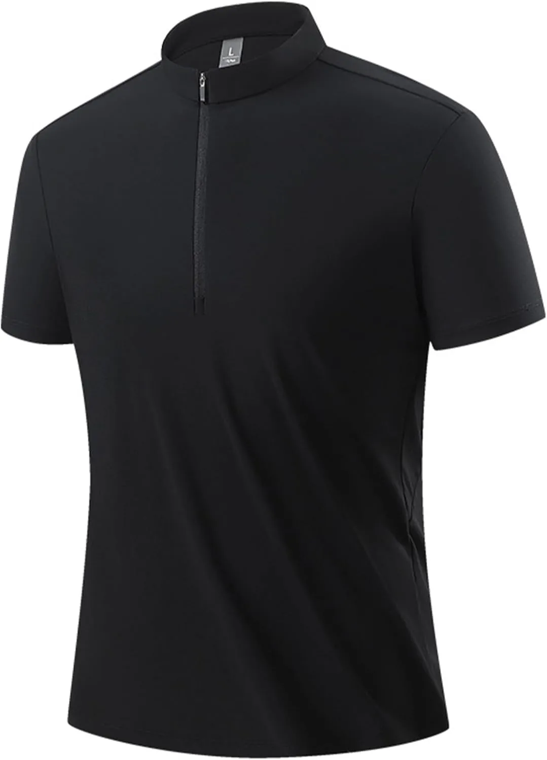 Elastic Soft Ice Silk Golf Zipper Shirt - Men's Summer Loose Lapel Short Sleeve, Simple Stylish Outdoor Sports Top