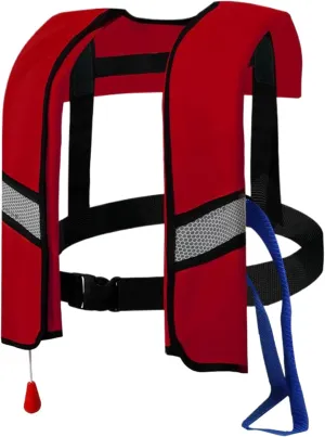 Fishing Life Jacket, Life Jackets Automatic Inflation 150N Nylon Adjustable Buckle Swim Vest with Reflective Strips & Whistle Extra Tube Portable Water Sports Life Vest (One Size)