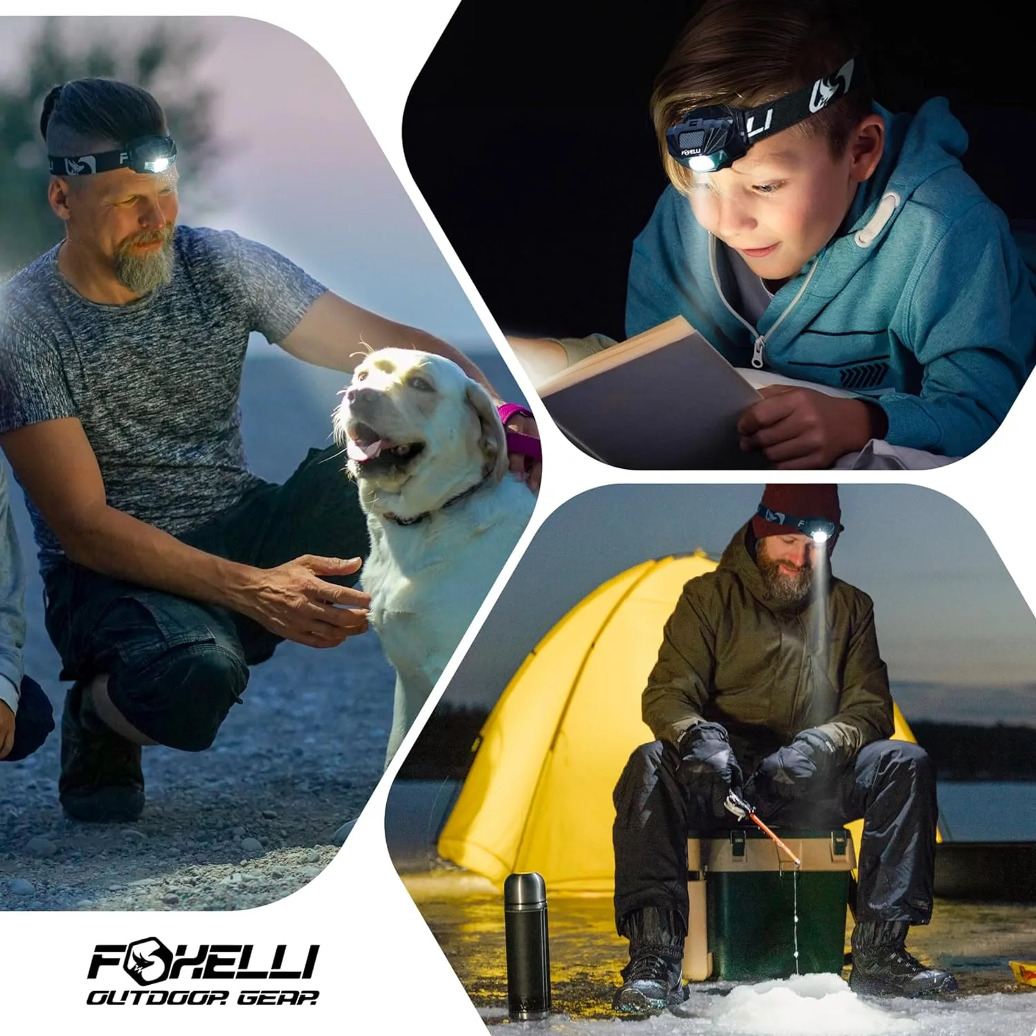 Foxelli Rechargeable LED Headlamp  Ultralight, Waterproof, and USB Rechargeable Headlamp with Red Light for Running, Camping, Hiking & Outdoors