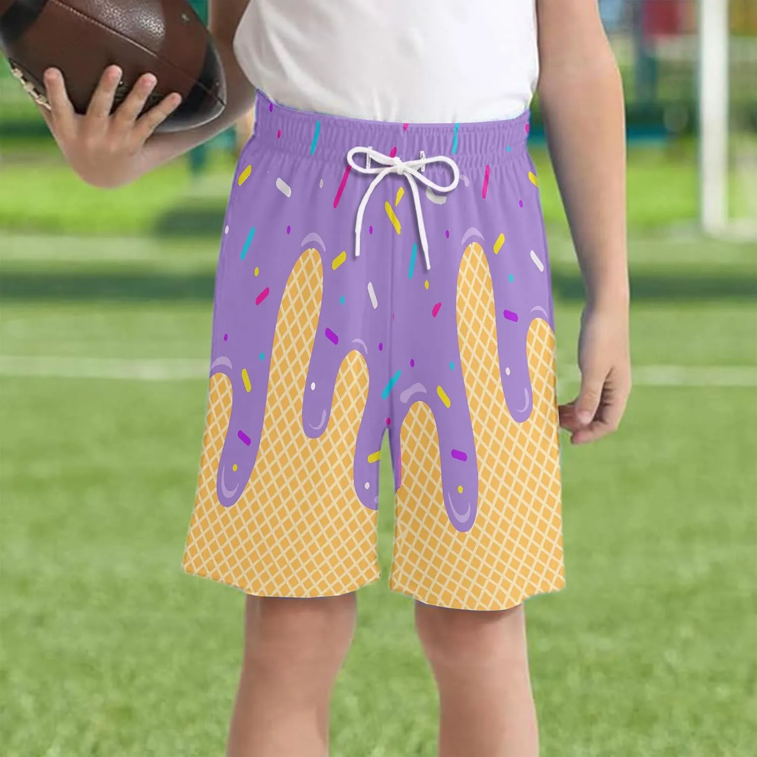 Ice Cream Boy Swim Trunks Waffle Or Cone Quick Dry Bathing Suit Swimsuit,Toddler Beach Board Shorts Summer Swimwear