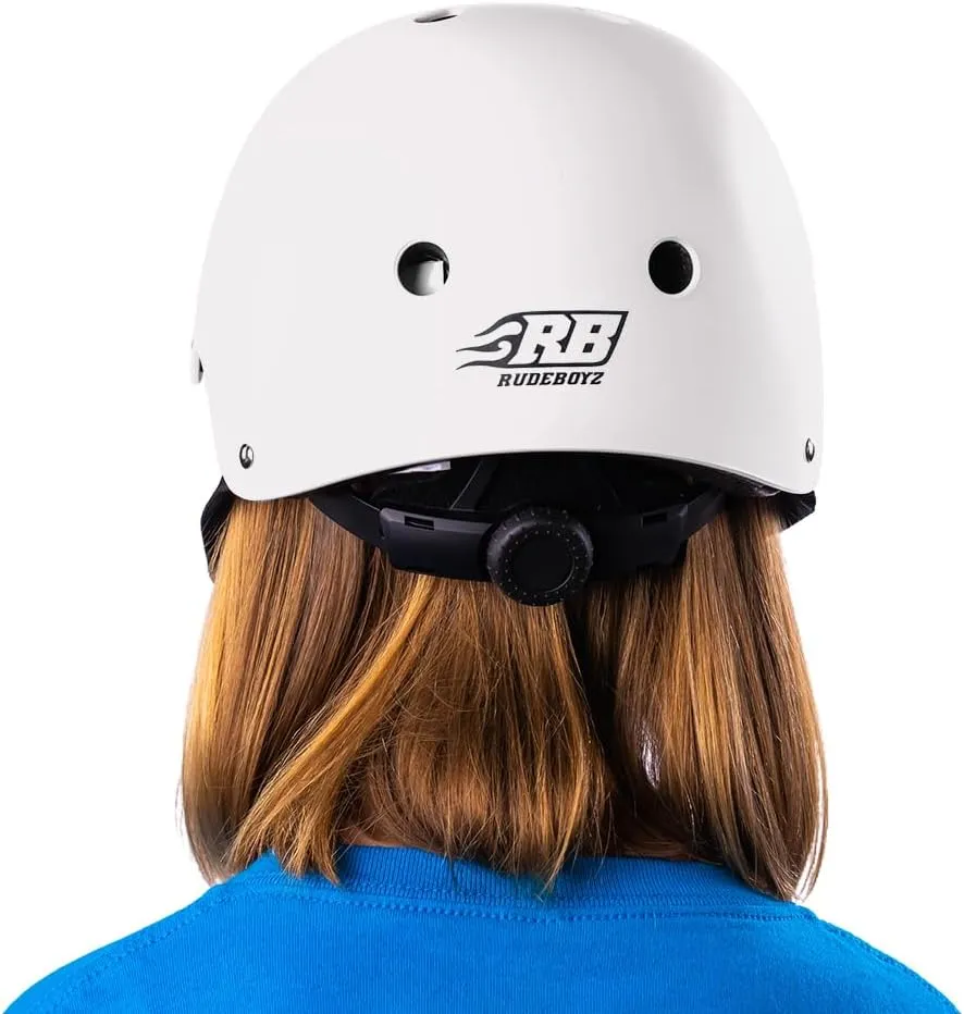 Kids Skateboard Bike Helmet Pads Set Protective Gear from Rude Boyz - Knee Pads Elbow Pads Wrist Pads Set for Youth Boys Girls