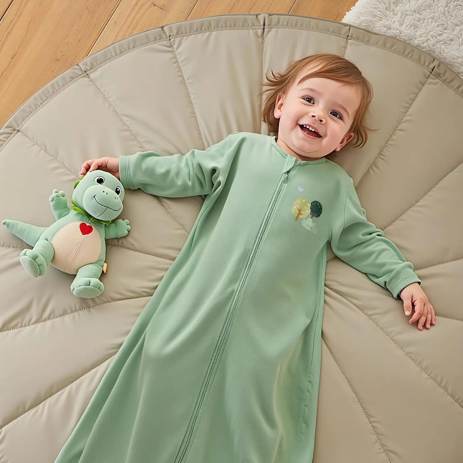 Long Sleeve Sleep Sack 6-12 Months - 100% Cotton Infant Sleep Sack with 2-Way Zipper - 0.5 Tog Wearable Blanket Baby - Lightweight Baby Sleep Sack 6-9 9-12 Months