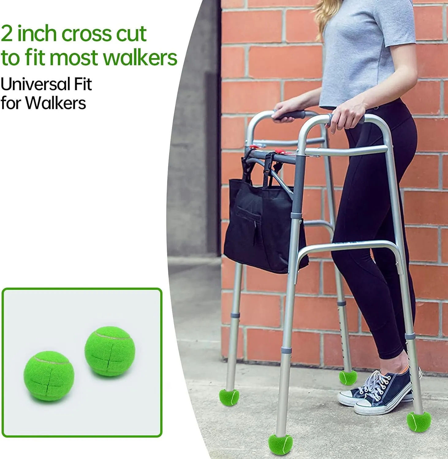 Magicorange 4 PCS Precut Walker Tennis Balls for Furniture Legs and Floor Protection, Heavy Duty Long Lasting Felt Pad Glide Coverings (Grey)