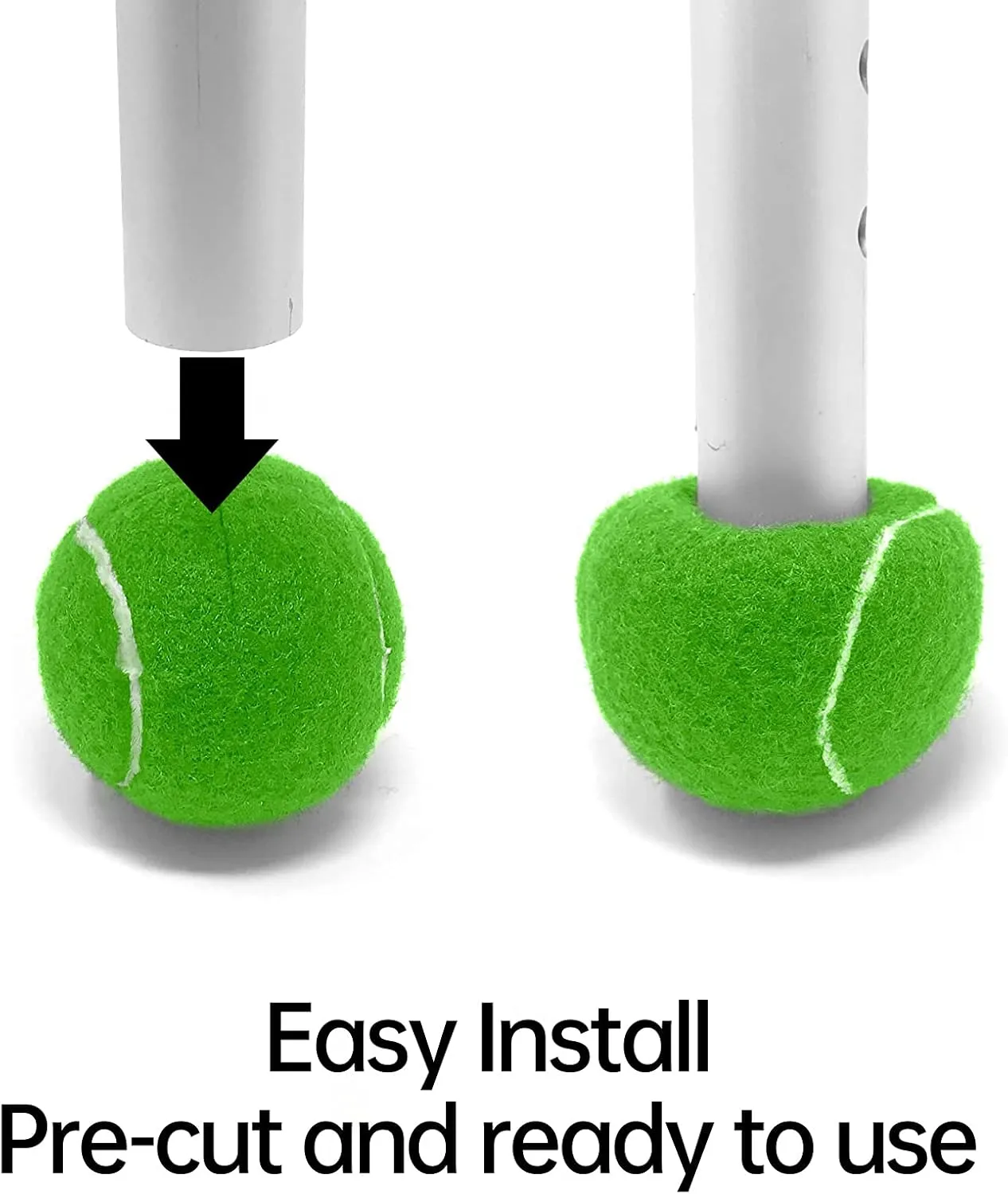Magicorange 4 PCS Precut Walker Tennis Balls for Furniture Legs and Floor Protection, Heavy Duty Long Lasting Felt Pad Glide Coverings (Grey)
