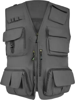 Mens Lightweight Safari Travel Fishing Photography Outdoor Work Cargo Vest with Pockets