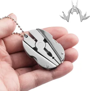 Multifunctional Stainless Steel Pliers, Small Wrench Keychain Multitool Compact 5-in-1 Multipurpose Pliers Tool Kit for Camping,Auto,Outdoor