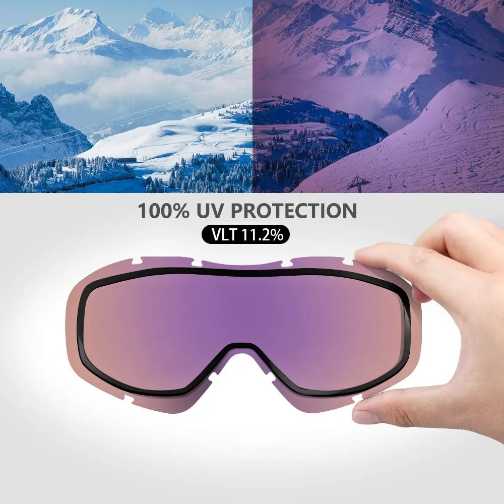 OutdoorMaster OTG Ski Goggles - Over Glasses Ski/Snowboard Goggles for Men, Women & Youth - 100% UV Protection