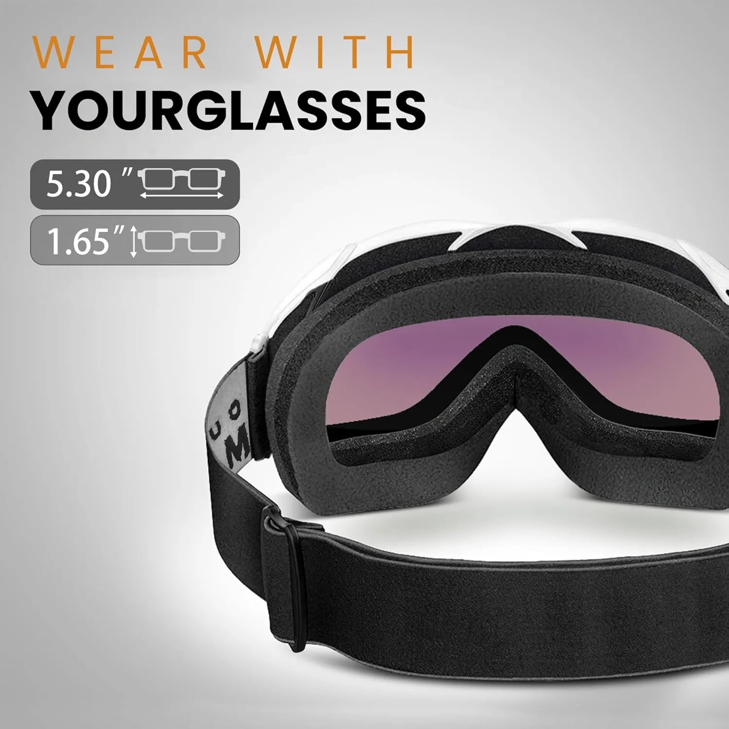 OutdoorMaster OTG Ski Goggles - Over Glasses Ski/Snowboard Goggles for Men, Women & Youth - 100% UV Protection