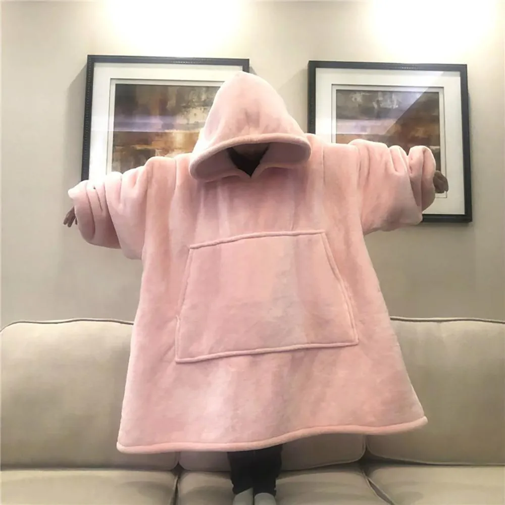 Oversize Winter Fleece Hooded Blankets