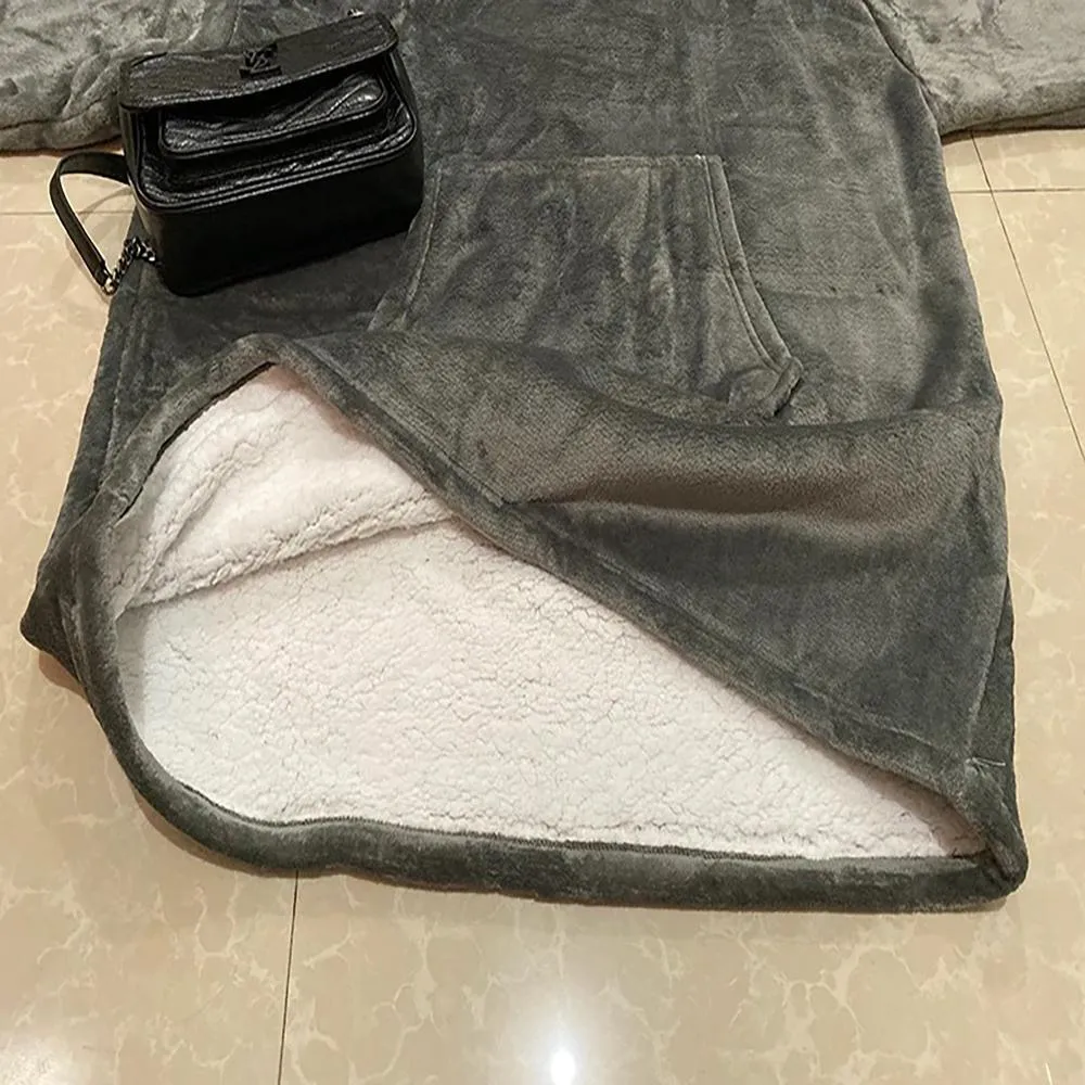 Oversize Winter Fleece Hooded Blankets