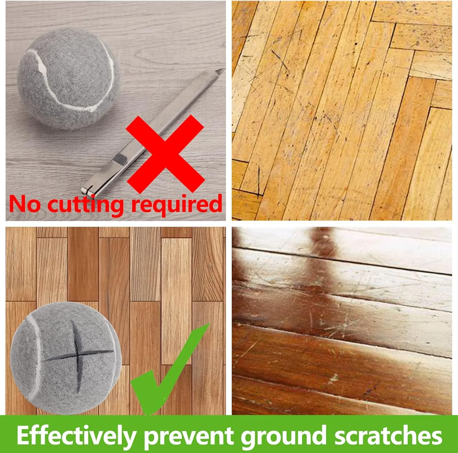 Premium Precut Tennis Balls Walkers 4 Pcs Balls with Precut Opening for Easy Installation,Walker Accessories for Seniors Fit Most Walkers,for Furniture Legs and Floor Protection