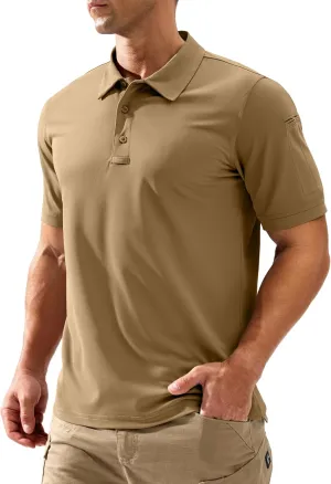 Pudolla Mens Tactical Shirts Short Sleeve Golf Work Polos Moisture Wicking Dry Collared Shirt Lightweight Polo Shirt