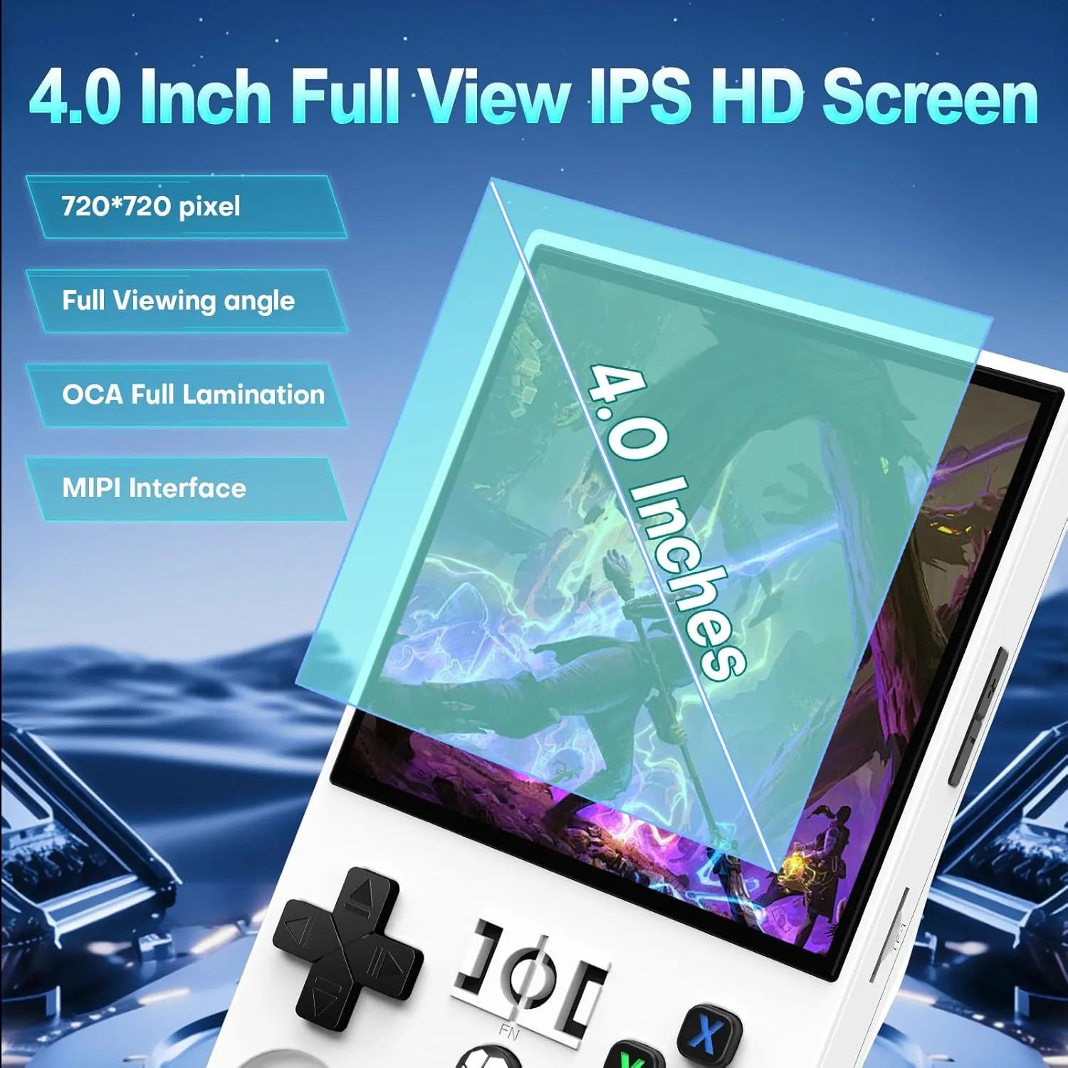 R36MAX Game Console,4.0 Inch IPS Screen Linux System with 64GB TF Card,Retro Gaming Console Built in 18000  Games,Retro Game Console for Adults,4000mAh Battery (White)