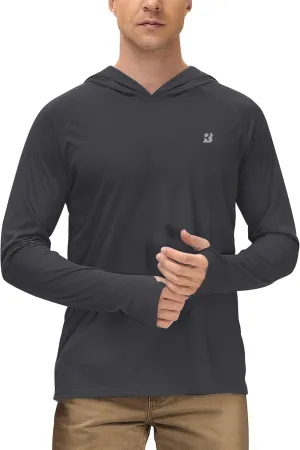 Roadbox Mens UPF 50  Fishing Shirts, Long Sleeve UV Sun Protection Hoodie, Rash Guard for Hiking Running Workout Swimming