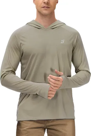 Roadbox Mens UPF 50  Fishing Shirts, Long Sleeve UV Sun Protection Hoodie, Rash Guard for Hiking Running Workout Swimming