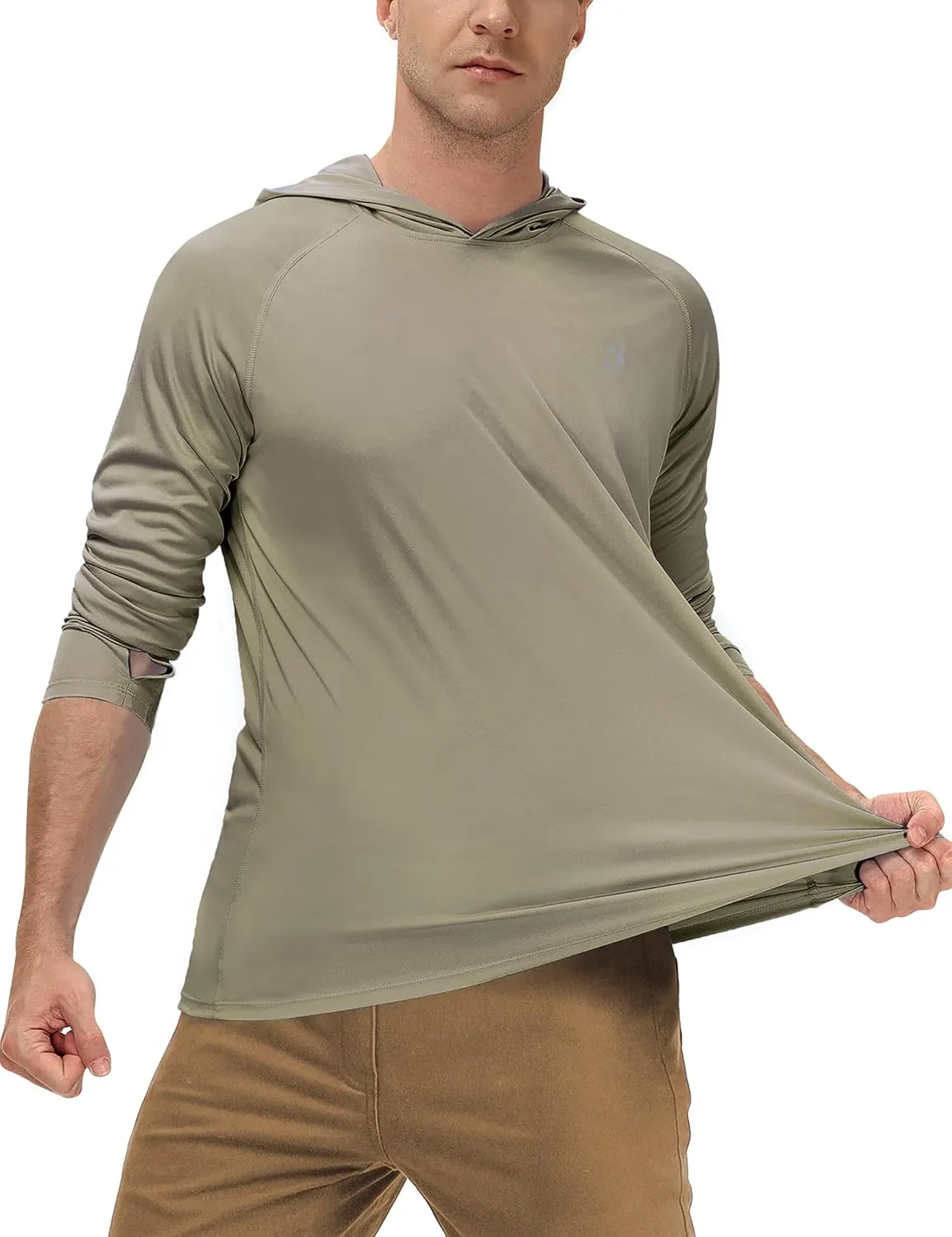Roadbox Mens UPF 50  Fishing Shirts, Long Sleeve UV Sun Protection Hoodie, Rash Guard for Hiking Running Workout Swimming