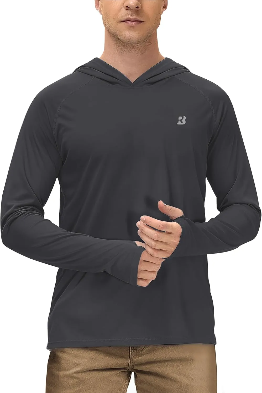 Roadbox Mens UPF 50  Fishing Shirts, Long Sleeve UV Sun Protection Hoodie, Rash Guard for Hiking Running Workout Swimming