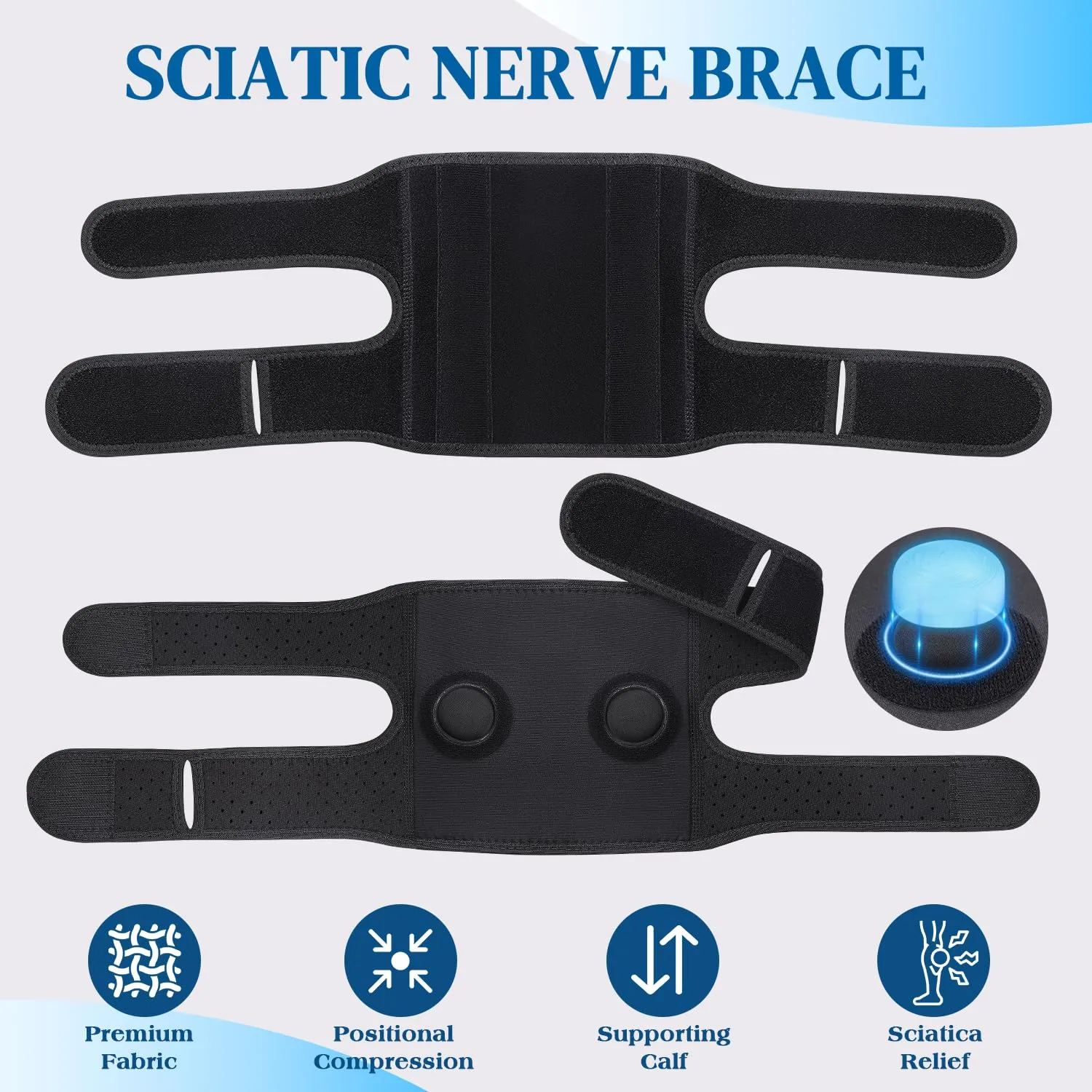 Sciatica Pain Relief Devices, Sciatic Nerve Brace with Adjustable Dual Pressure Pads Targeted Compression for Sciatica Pain, Lower Back Pain Relief, Knee Brace Men Women Calf Support