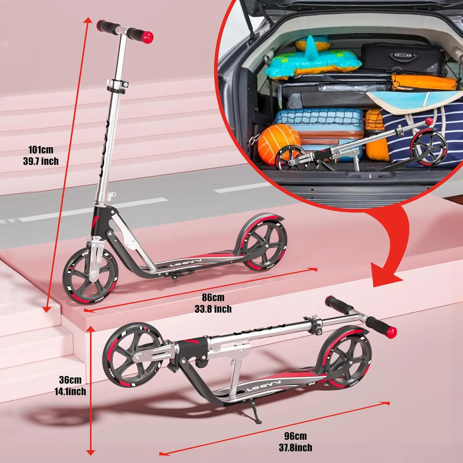 Scooter for Kids 6-12 & Adults | Holds Up to 240lbs, Foldable, Lightweight Aluminum Frame | Adjustable Height | Smooth Ride on Any Terrain