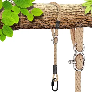 SELEWARE Tree Swing Rope Hammock Tree Straps Hanging Kit, Adjustable Rope Fast & Easy to Hang Hammock Chair Swing for Indoor Outdoor Tree Branch Camping Playground Accessories (Beige1, 40Inch,1 Pack)