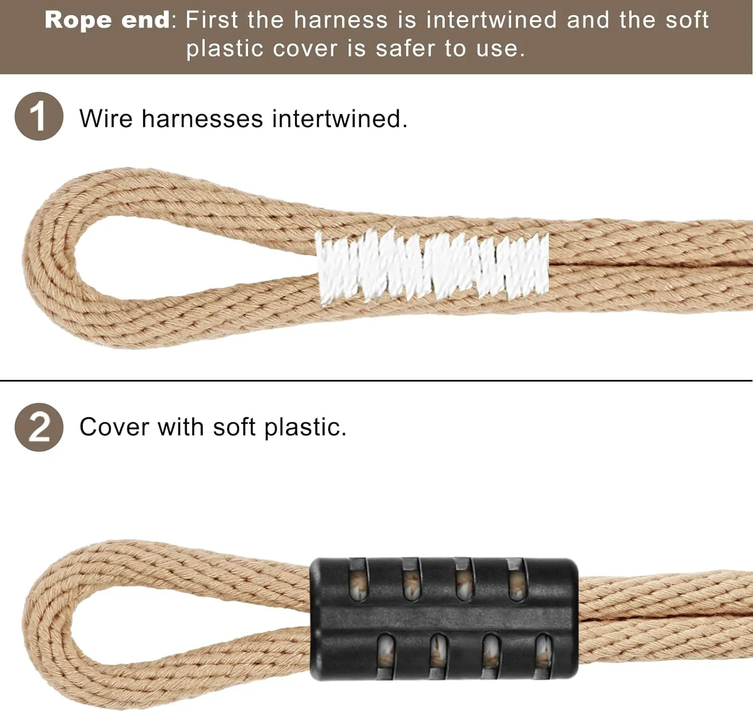 SELEWARE Tree Swing Rope Hammock Tree Straps Hanging Kit, Adjustable Rope Fast & Easy to Hang Hammock Chair Swing for Indoor Outdoor Tree Branch Camping Playground Accessories (Beige1, 40Inch,1 Pack)