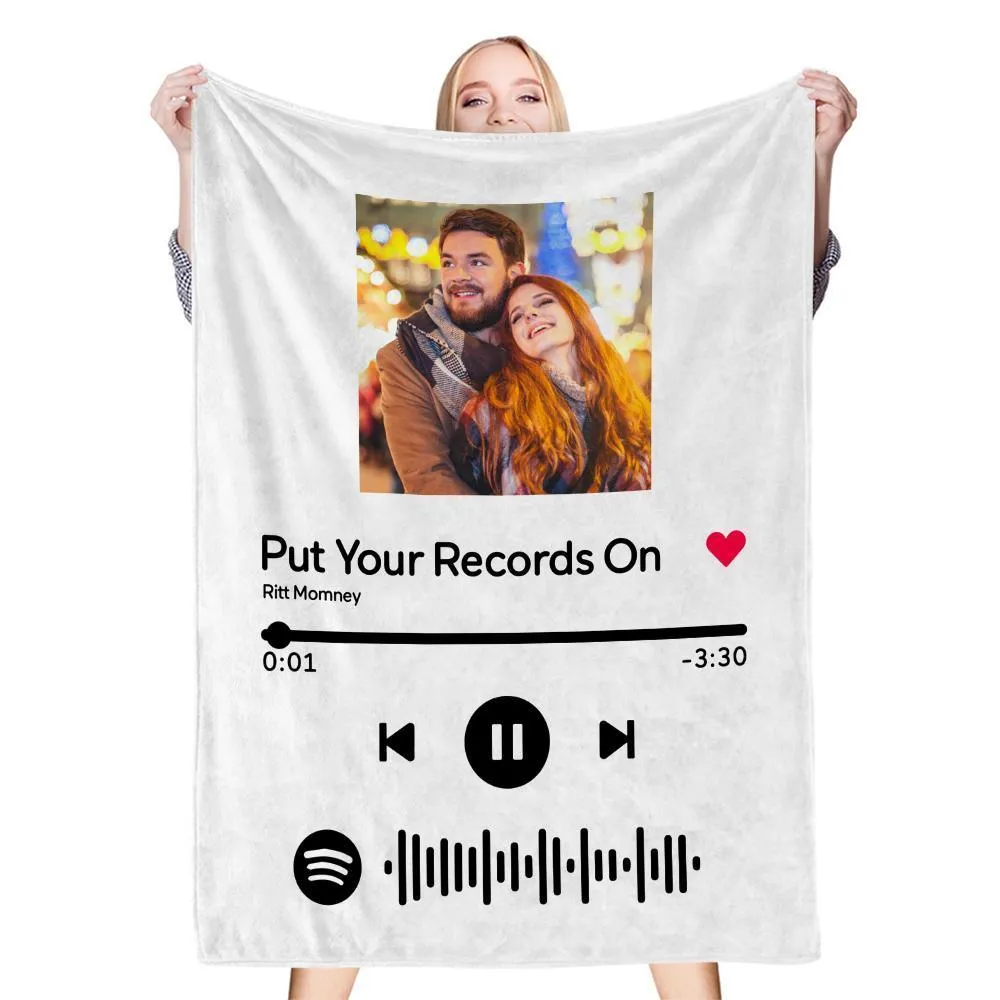 Spotify Music Blanket Personalised Photo Blanket Birthday Gift For Her