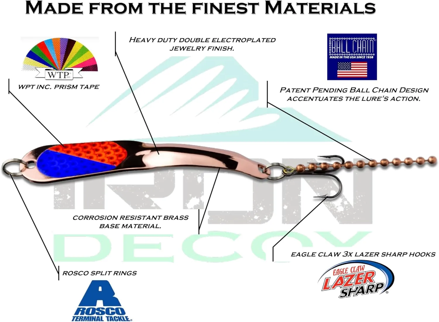 Steely Fishing Lure Spoon, Casting, Trolling, Jigging, Ice, Lake, River, Stream, Freshwater, Trout, Bass, Walleye, Salmon, Crappie, Pike