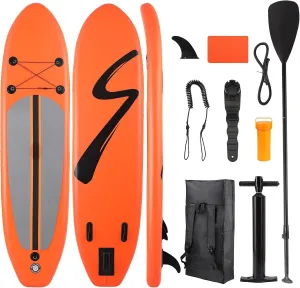 TLSUNNY 11/12FT Inflatable Stand Up Paddle Board, 3 Fins Paddleboard with Full SUP Accessories for All Skill Levels, Portable Two-Way Hand Pump and Carry Bag, 400LBS