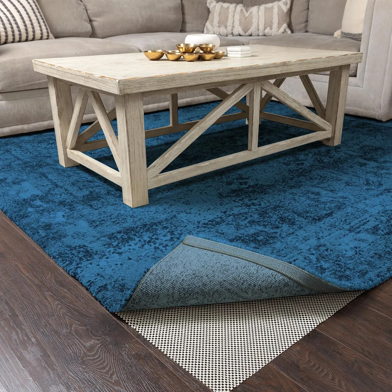 Veken 8x10 Ft Rug Pad Gripper for Hardwood Floors, Non Slip Rug Pads for Area Rugs, Thick Rug Grippers for Tile Floors, Under Carpet Anti Skid Mat, Keep Your Rugs Safe and in Place