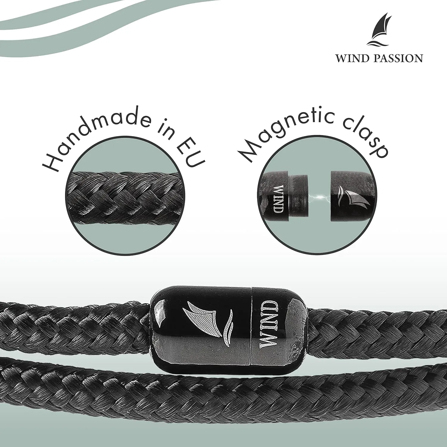Wind Passion - Mens Bracelet, Durable Rope Wristband for Men, Versatile Pulseras Para Hombres - Waterproof, Magnetic Clasp, Ideal for Outdoor & Fashion